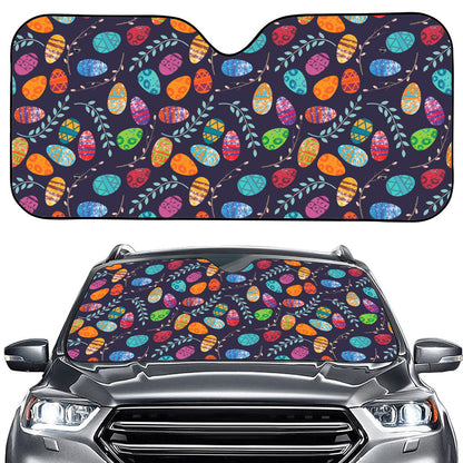 Colorful Easter Eggs Pattern Print Car Windshield Sun Shade