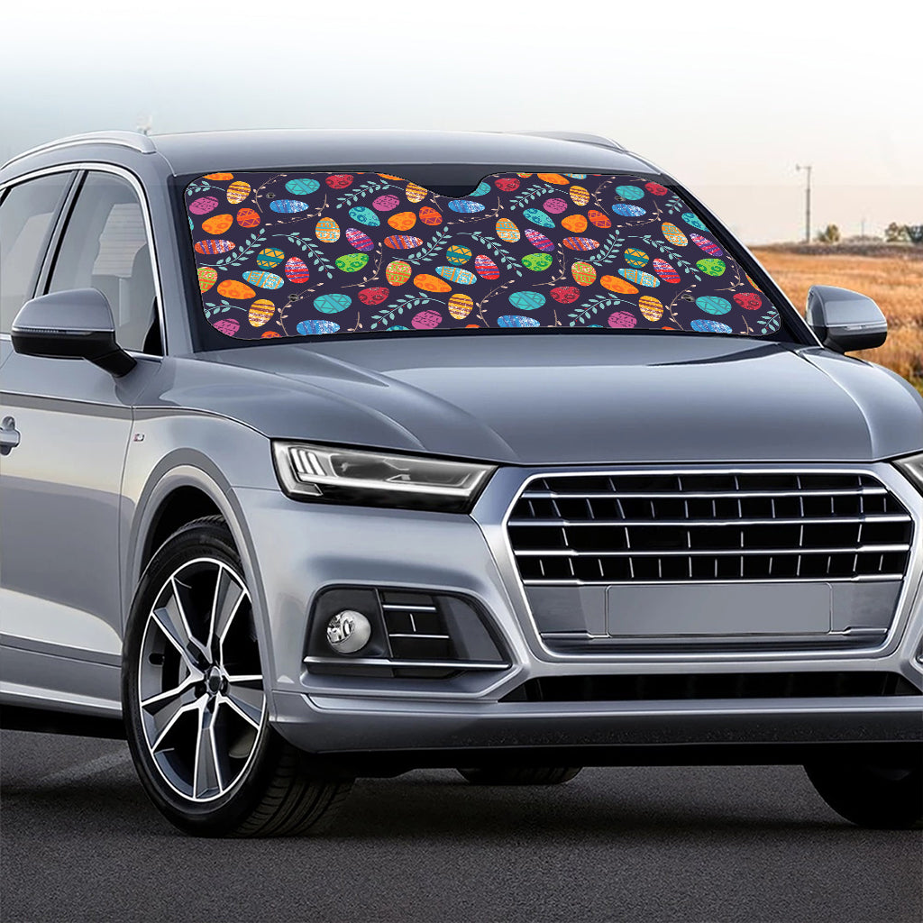 Colorful Easter Eggs Pattern Print Car Windshield Sun Shade