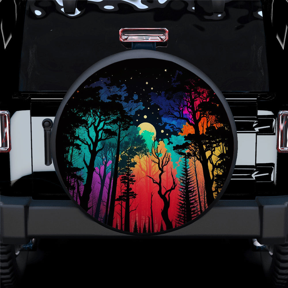 Colorful Forest Camping Jeep Car Spare Tire Cover
