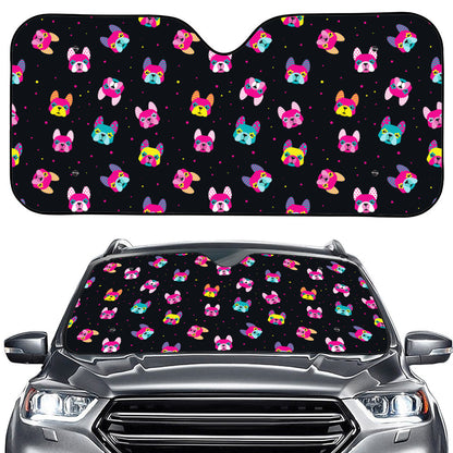 Colorful French Bulldog Print Car Windshield Sun Shade
