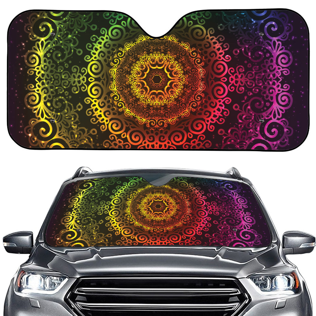 Colorful Gradient Mandala Print Car Windshield Sun Shade