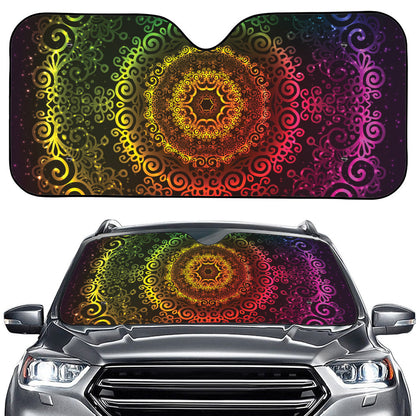 Colorful Gradient Mandala Print Car Windshield Sun Shade