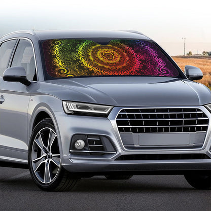 Colorful Gradient Mandala Print Car Windshield Sun Shade