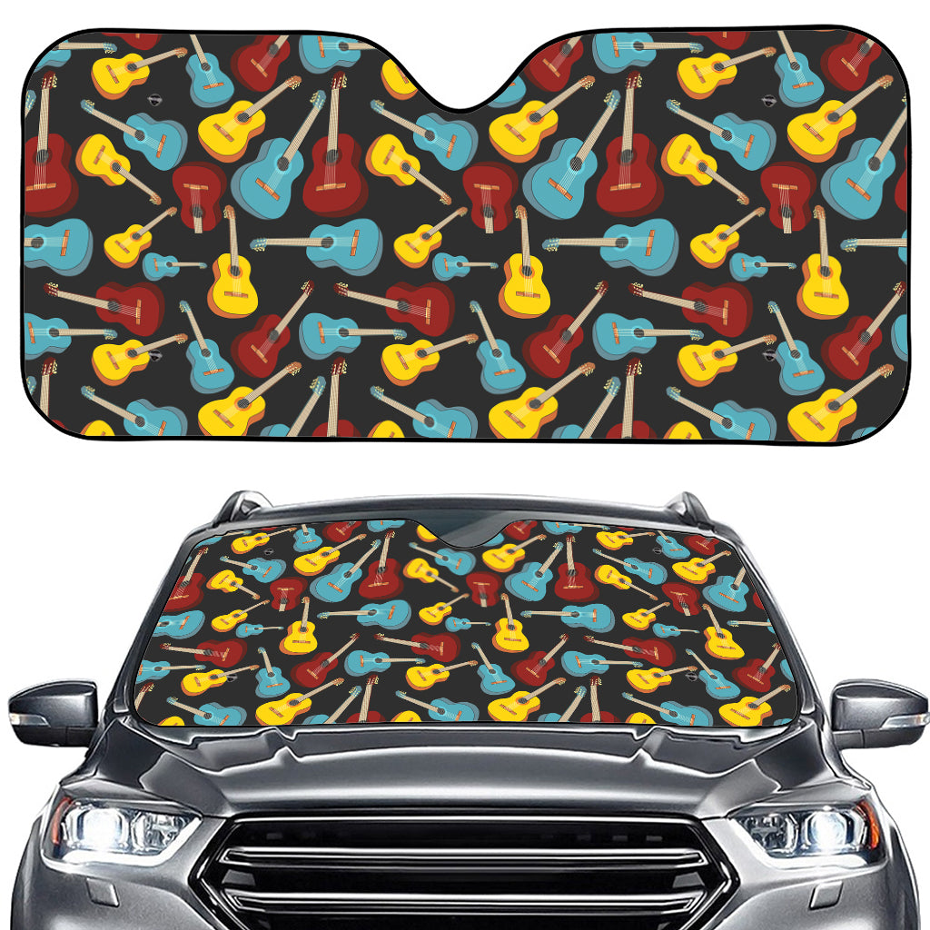 Colorful Guitar Pattern Print Car Windshield Sun Shade