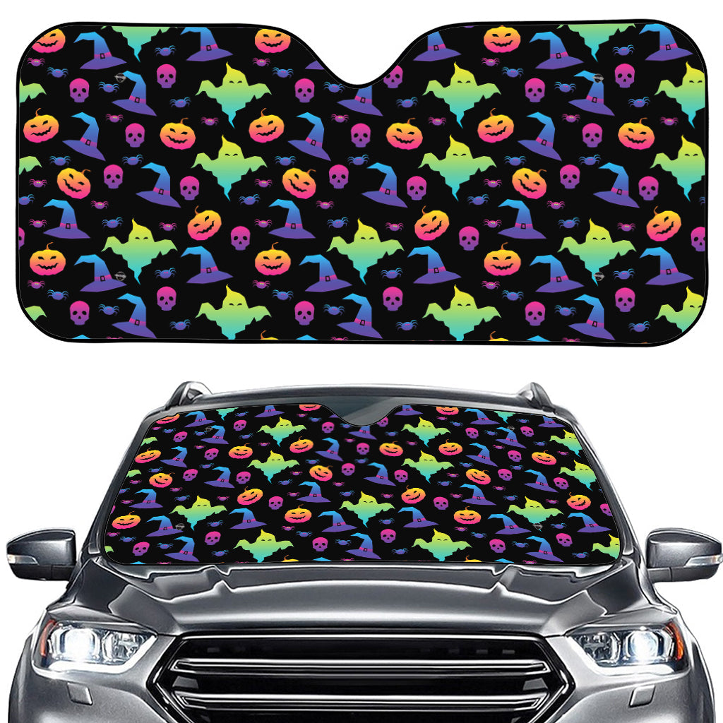 Colorful Halloween Party Pattern Print Car Windshield Sun Shade