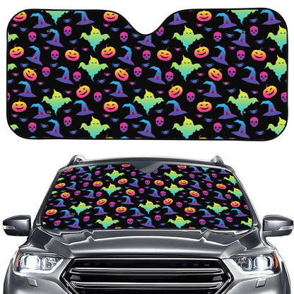 Colorful Halloween Party Pattern Print Car Windshield Sun Shade