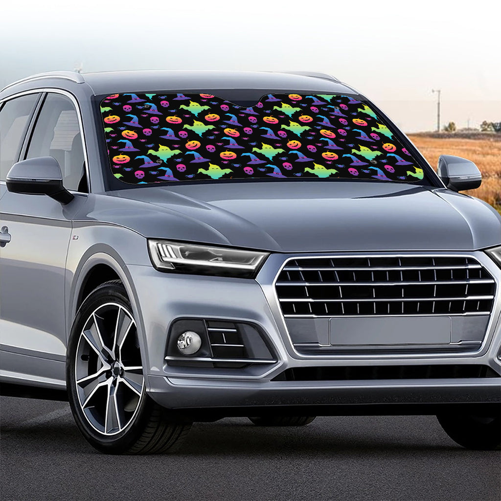 Colorful Halloween Party Pattern Print Car Windshield Sun Shade