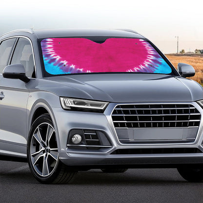 Colorful Heart Tie Dye Print Car Windshield Sun Shade