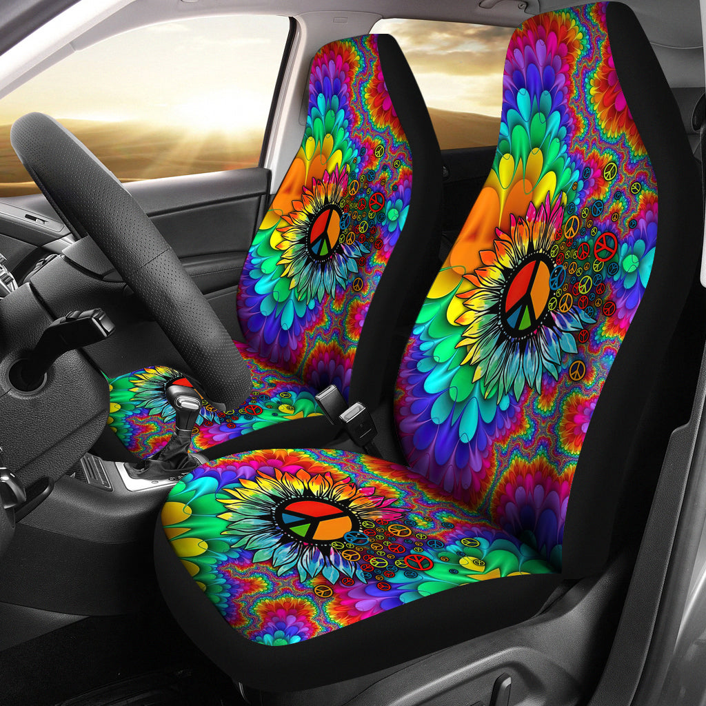 Colorful Hippie Mandala Sunflower Car Seat Covers