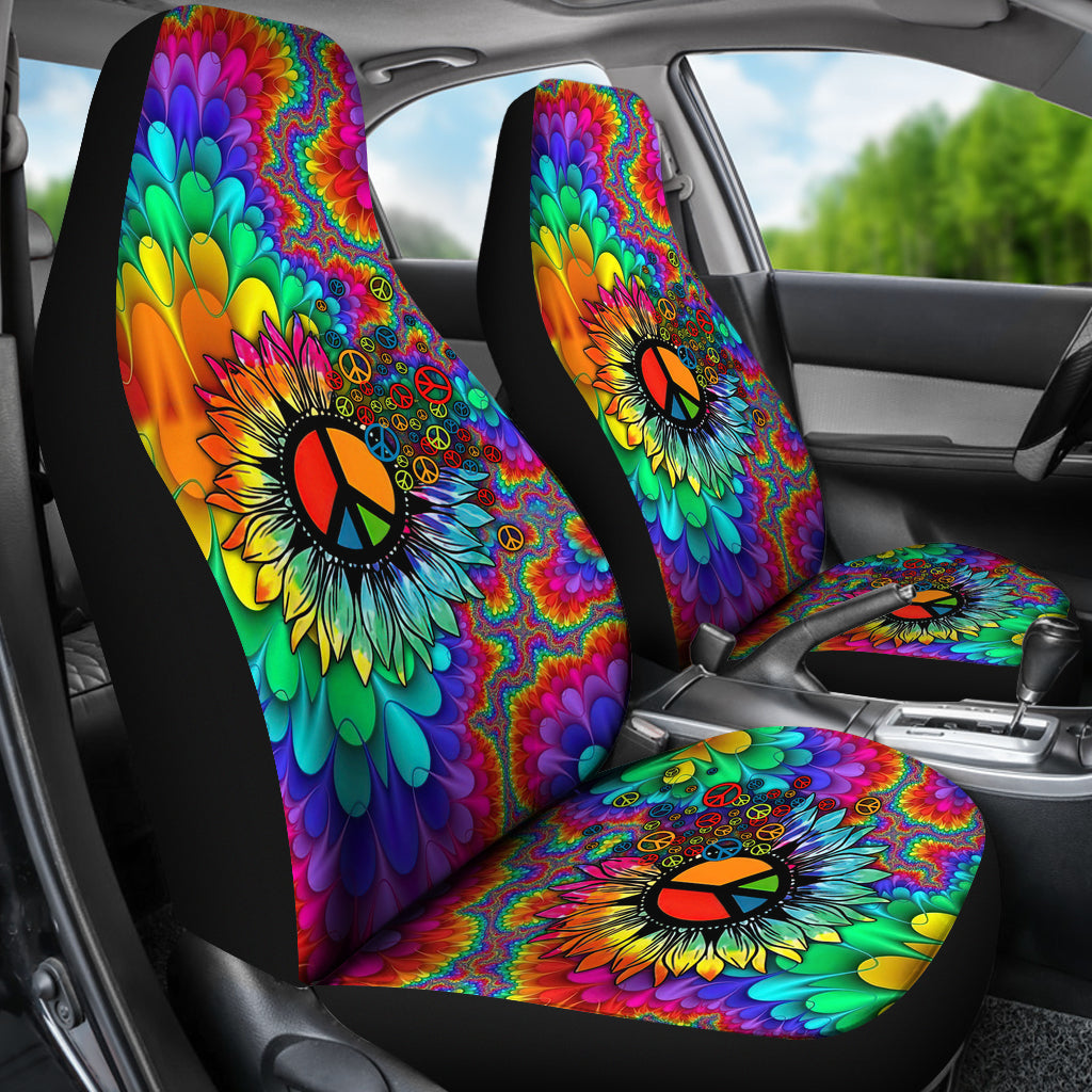 Colorful Hippie Mandala Sunflower Car Seat Covers