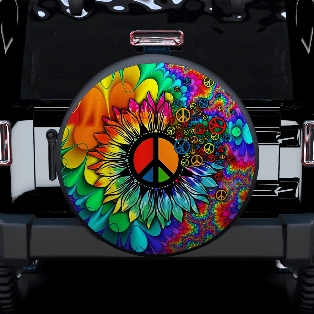 Colorful Hippie Sunflower Car Spare Tire Cover