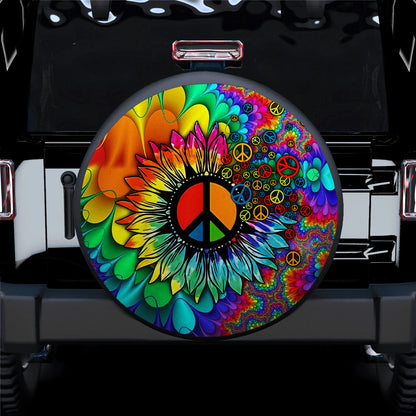 Colorful Hippie Sunflower Car Spare Tire Cover