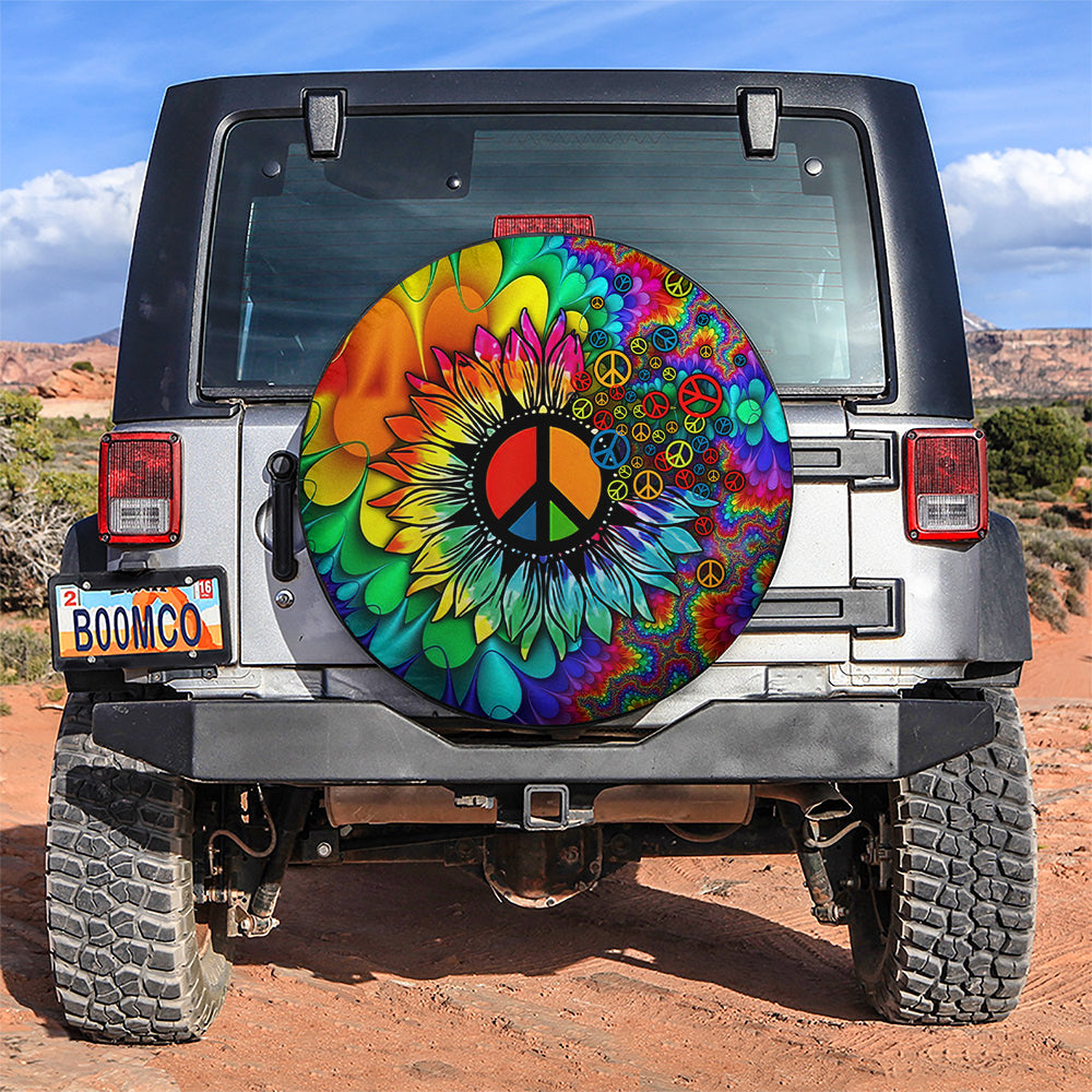 Colorful Hippie Sunflower Car Spare Tire Cover