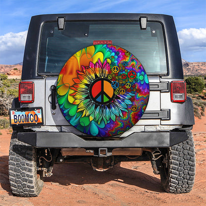 Colorful Hippie Sunflower Car Spare Tire Cover