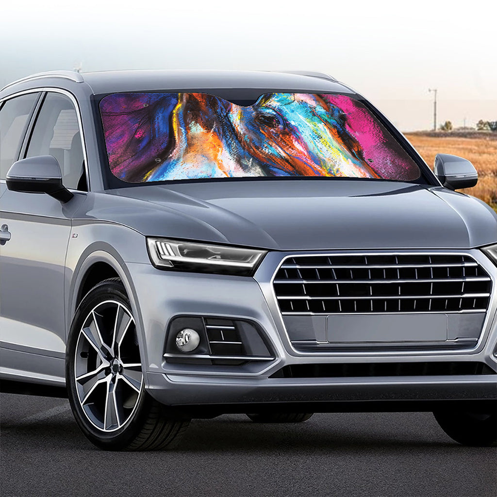 Colorful Horse Painting Print Car Windshield Sun Shade