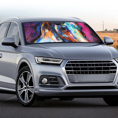 Colorful Horse Painting Print Car Windshield Sun Shade
