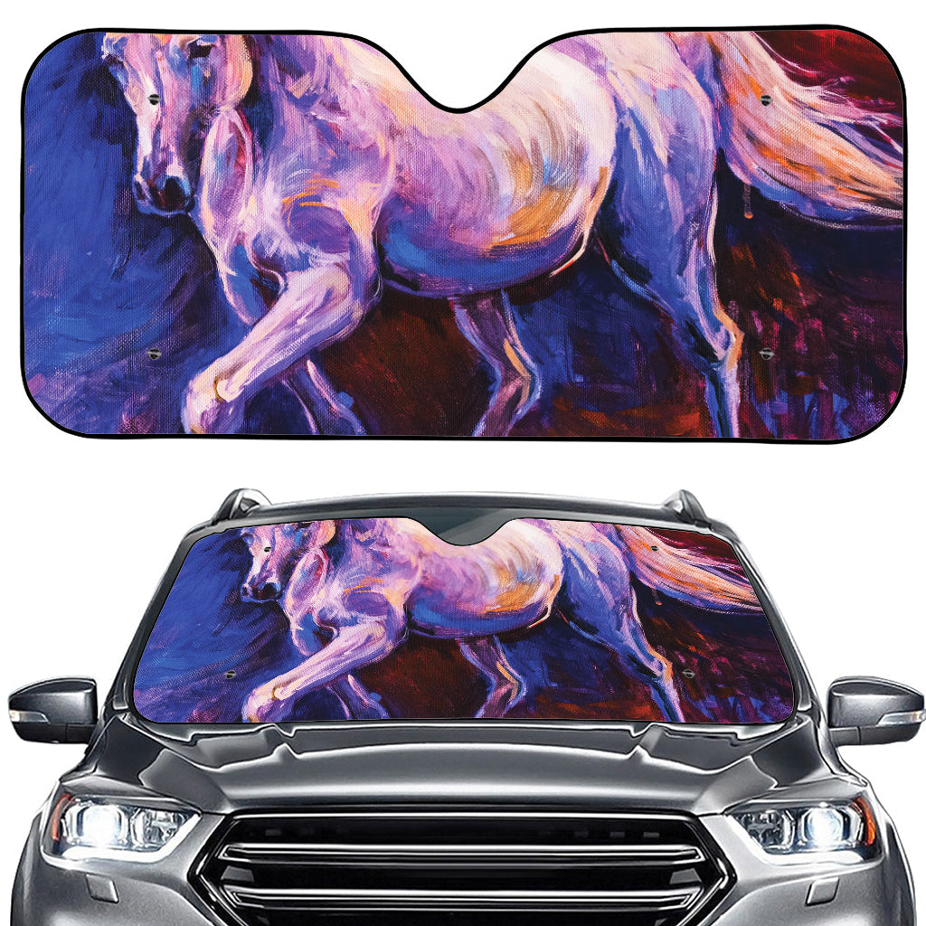 Colorful Horse Portrait Print Car Windshield Sun Shade