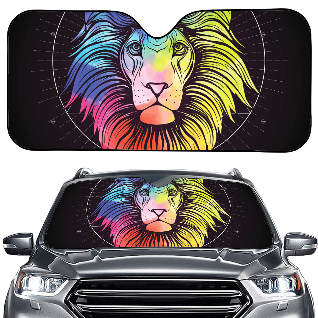 Colorful Leo Sign Print Car Windshield Sun Shade