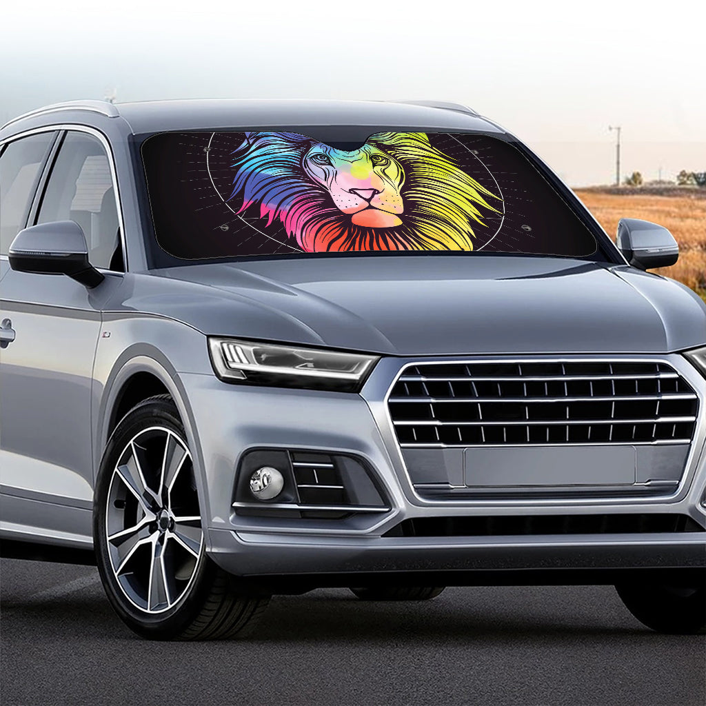 Colorful Leo Sign Print Car Windshield Sun Shade