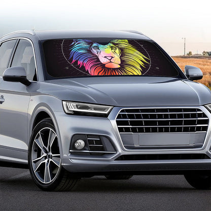 Colorful Leo Sign Print Car Windshield Sun Shade