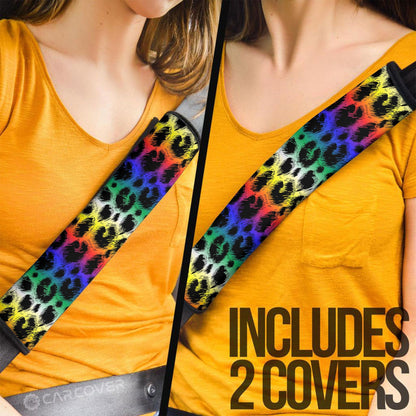 Colorful Leopard Skin Seat Belt Covers Custom Animal Skin Printed Car Interior Accessories