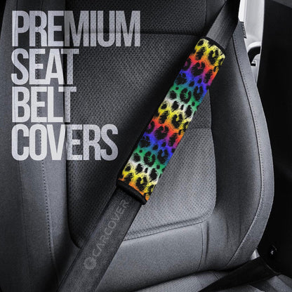 Colorful Leopard Skin Seat Belt Covers Custom Animal Skin Printed Car Interior Accessories