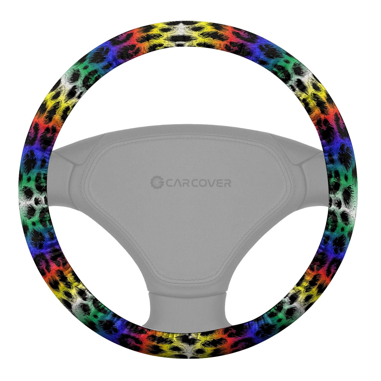Colorful Leopard Skin Steering Wheel Cover Custom Animal Skin Printed Car Interior Accessories