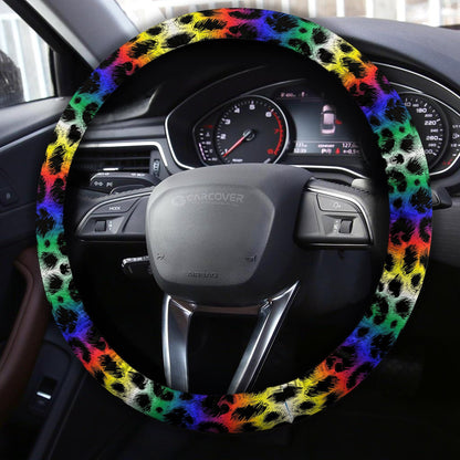Colorful Leopard Skin Steering Wheel Cover Custom Animal Skin Printed Car Interior Accessories