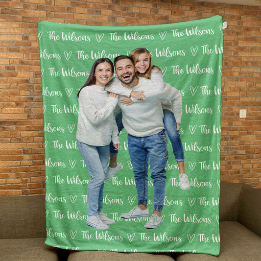Personalized Name And Photo Blanket For Family - Personalized Photo Blanket