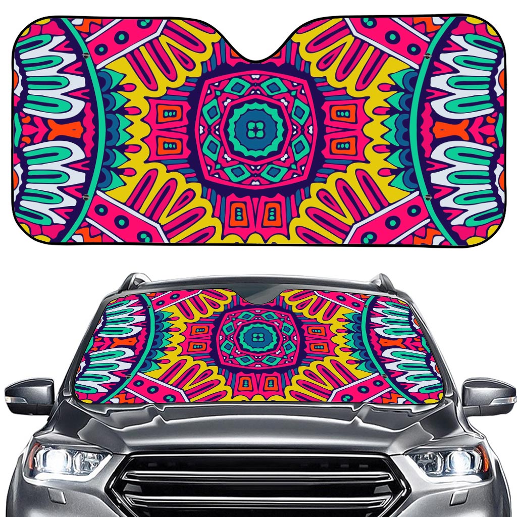 Colorful Mandala Bohemian Pattern Print Car Windshield Sun Shade