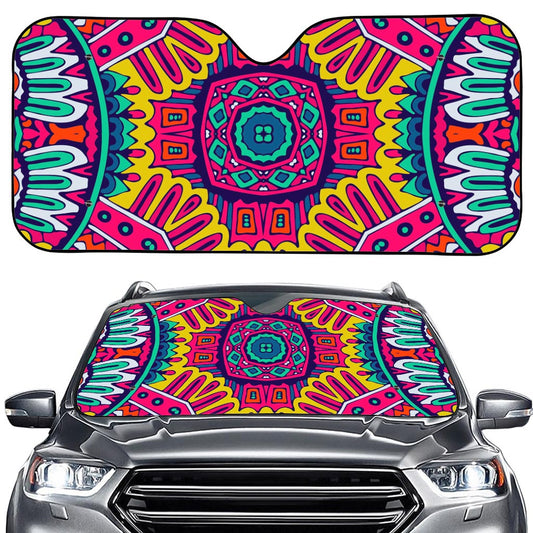 Colorful Mandala Bohemian Pattern Print Car Windshield Sun Shade