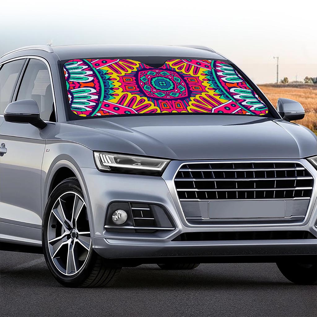 Colorful Mandala Bohemian Pattern Print Car Windshield Sun Shade