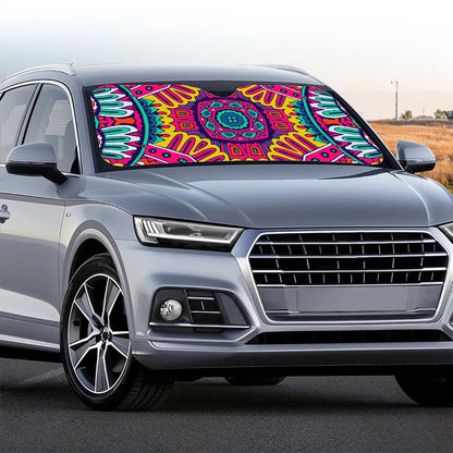 Colorful Mandala Bohemian Pattern Print Car Windshield Sun Shade