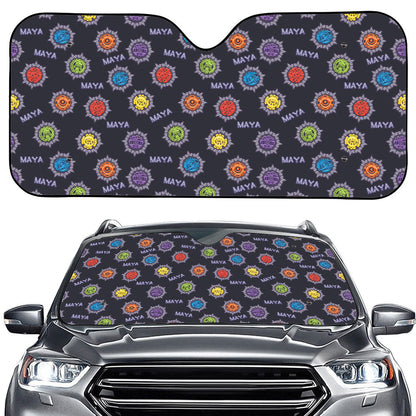 Colorful Maya Pattern Print Car Windshield Sun Shade