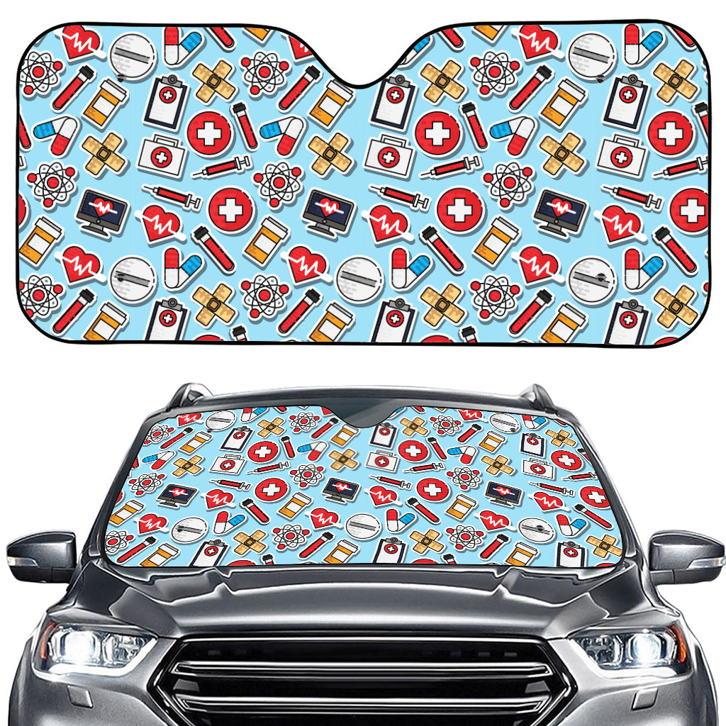 Colorful Medical Pattern Print Car Windshield Sun Shade