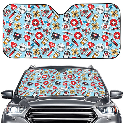 Colorful Medical Pattern Print Car Windshield Sun Shade