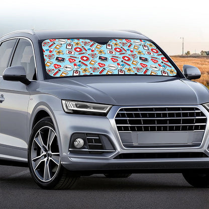 Colorful Medical Pattern Print Car Windshield Sun Shade