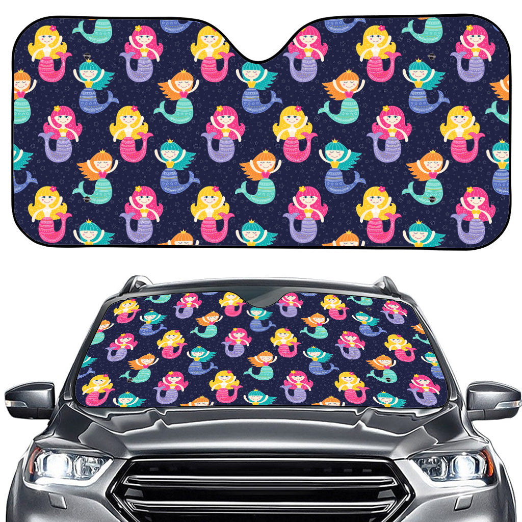 Colorful Mermaid Pattern Print Car Windshield Sun Shade