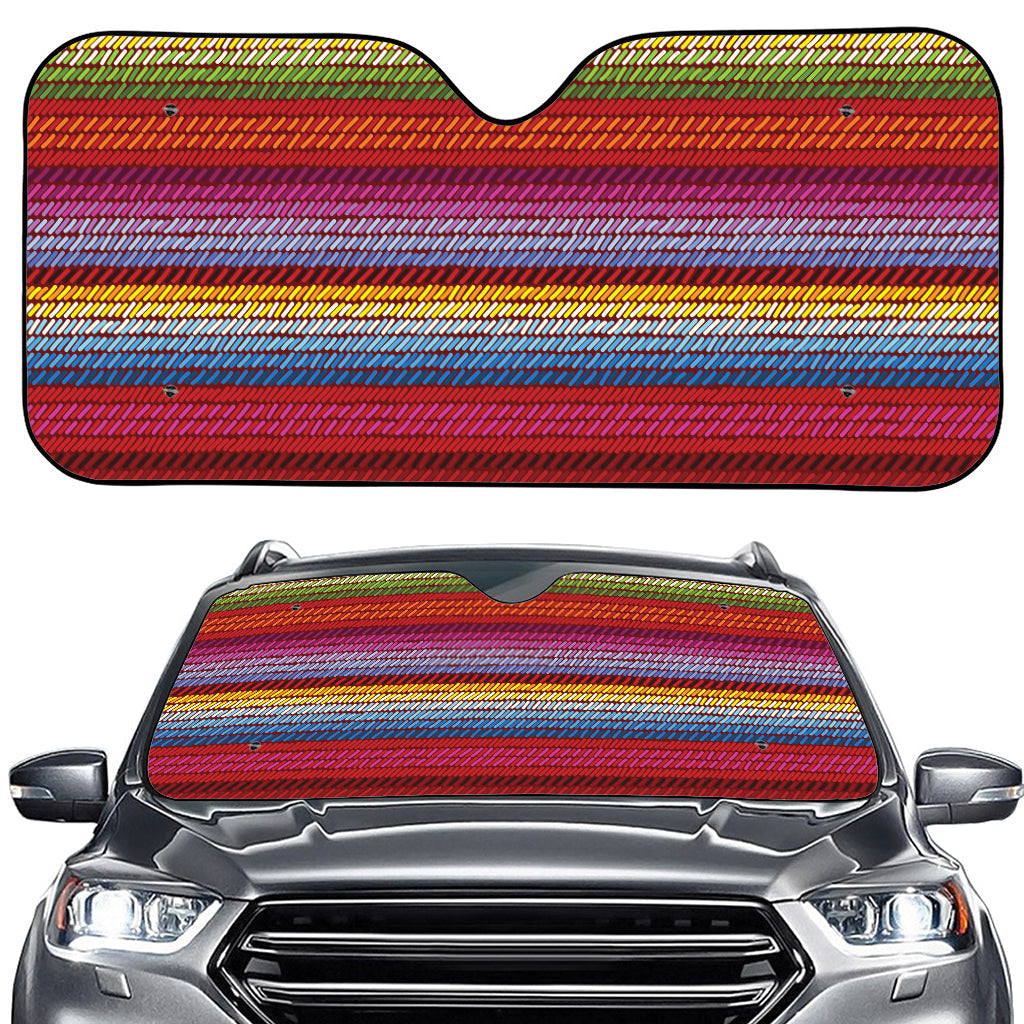 Colorful Mexican Woven Pattern Print Car Windshield Sun Shade