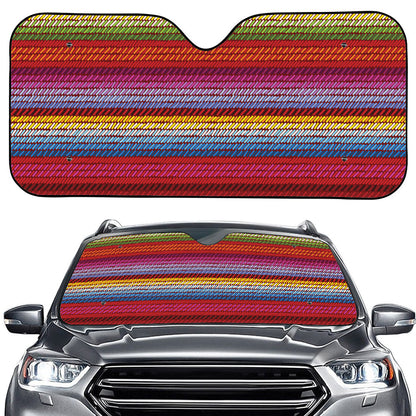 Colorful Mexican Woven Pattern Print Car Windshield Sun Shade