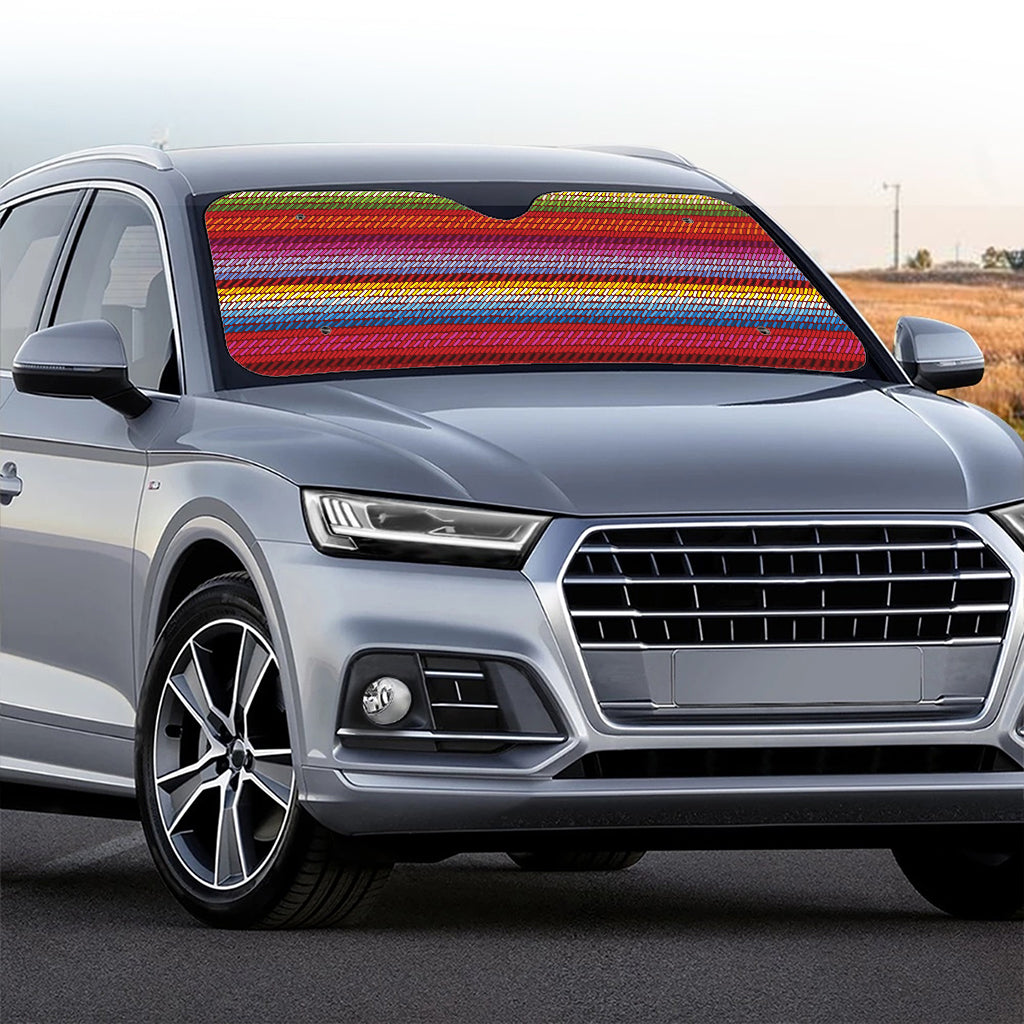 Colorful Mexican Woven Pattern Print Car Windshield Sun Shade