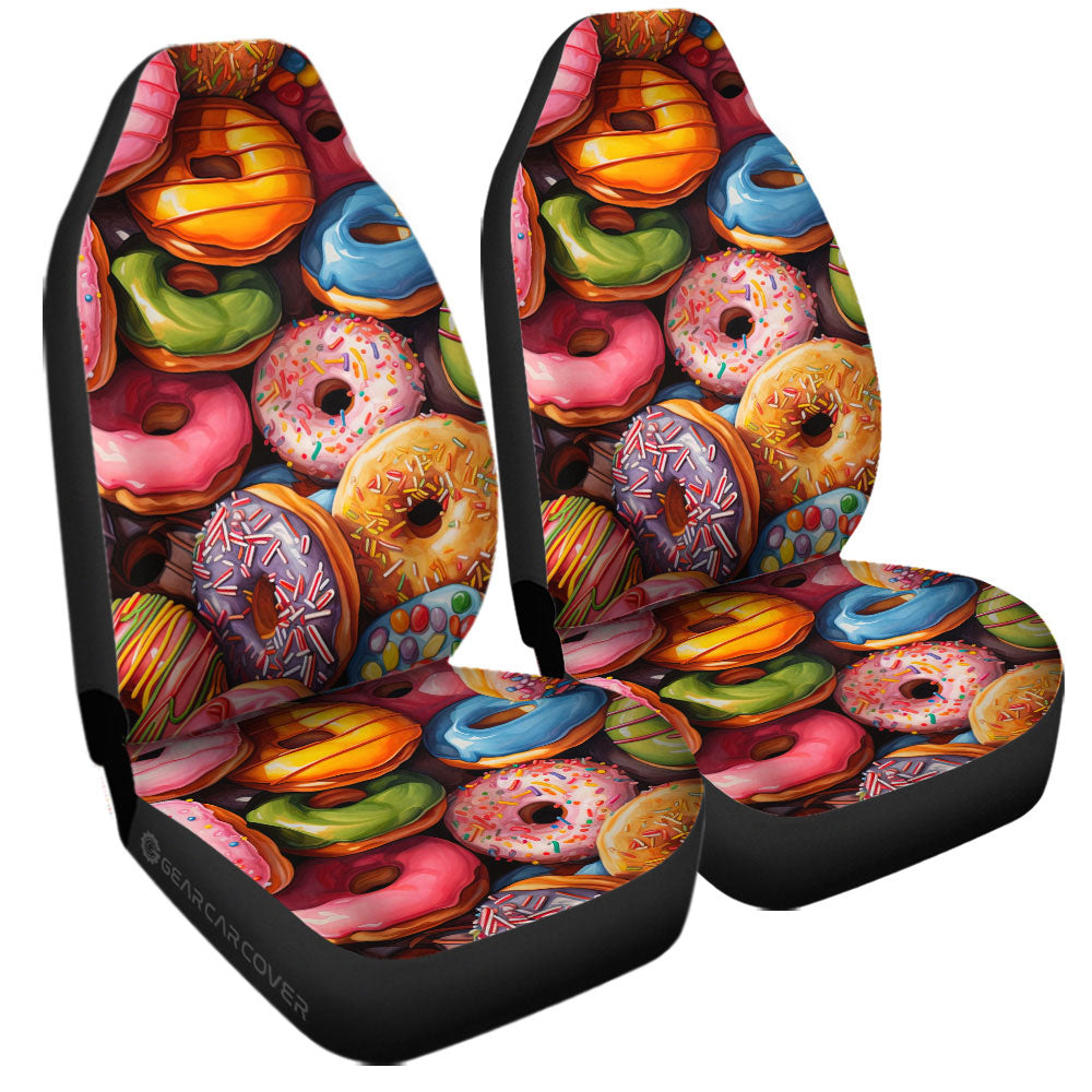 Colorful Mixed Donuts Car Seat Covers Custom Girly Pattern Car Accessories