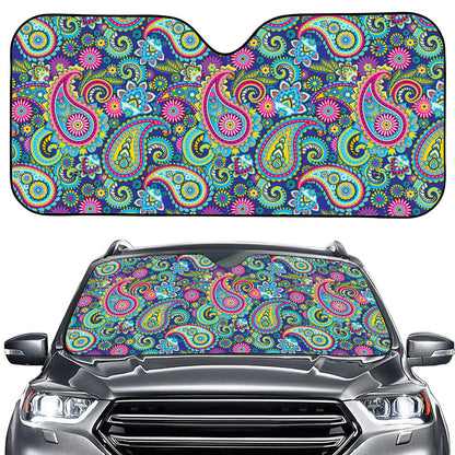 Colorful Paisley Pattern Print Car Windshield Sun Shade