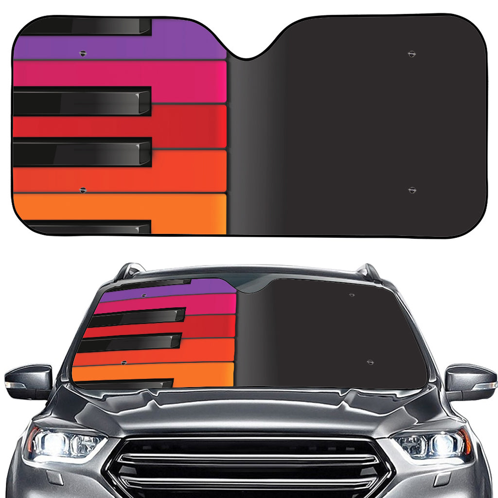 Colorful Piano Keyboard Print Car Windshield Sun Shade