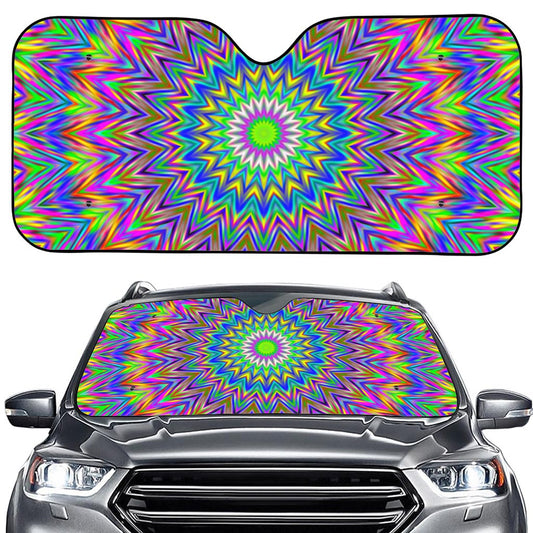 Colorful Psychedelic Optical Illusion Car Windshield Sun Shade