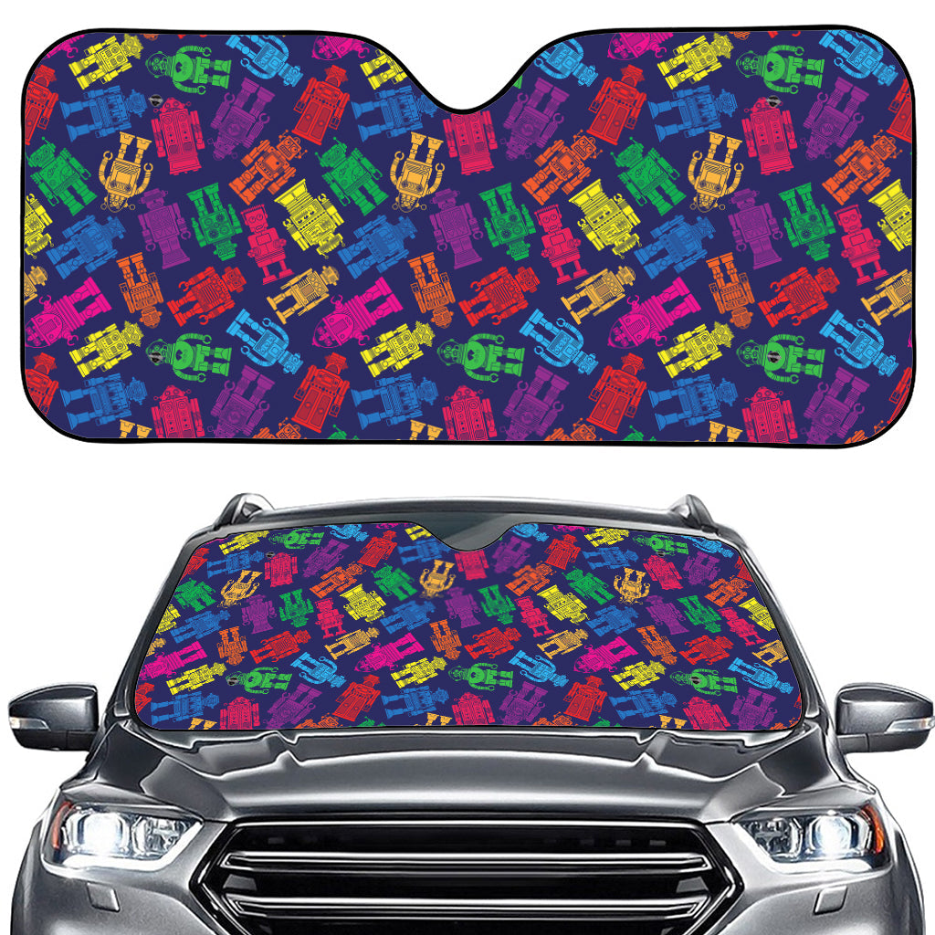 Colorful Robot Pattern Print Car Windshield Sun Shade