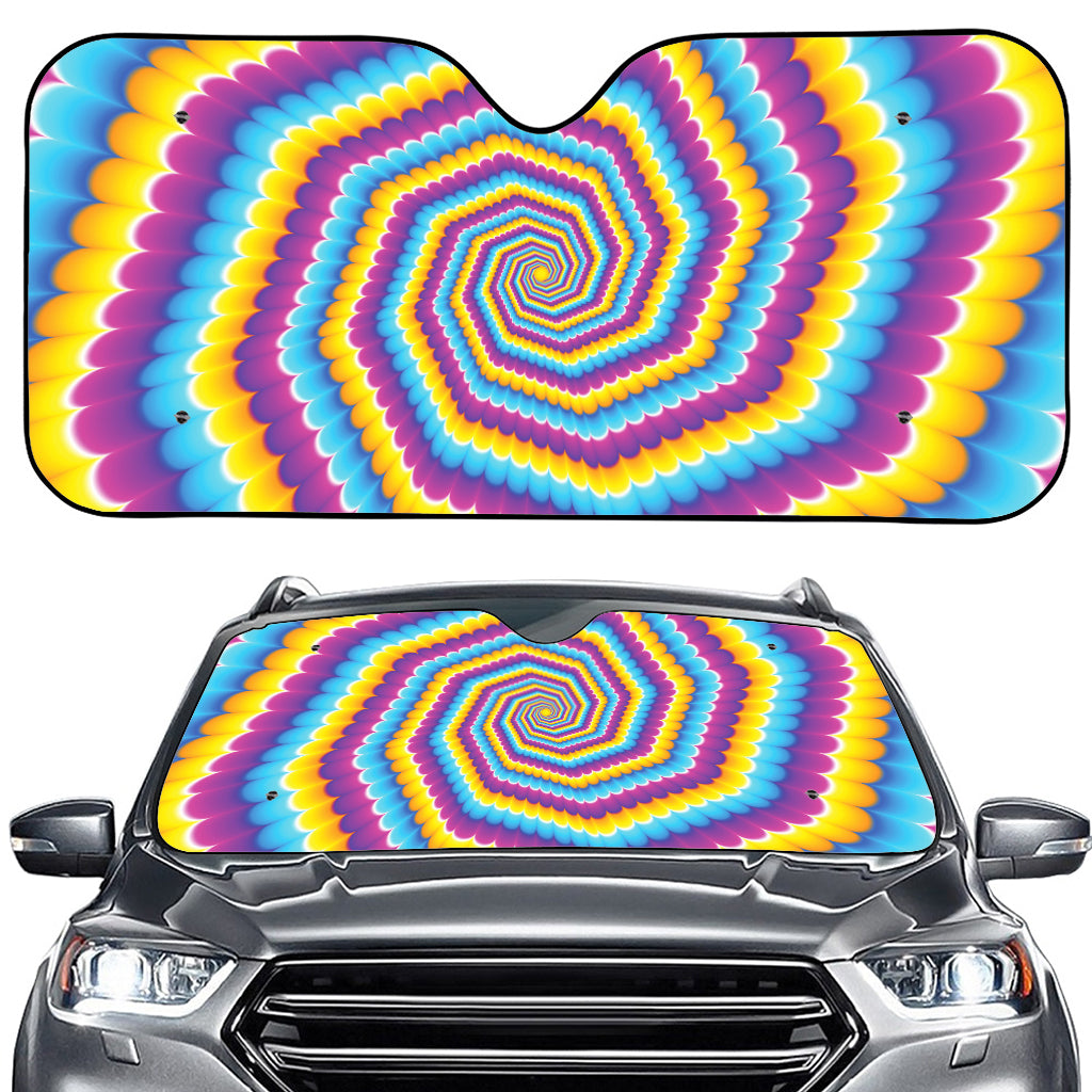 Colorful Spiral Illusion Print Car Windshield Sun Shade