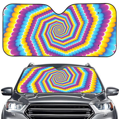 Colorful Spiral Illusion Print Car Windshield Sun Shade