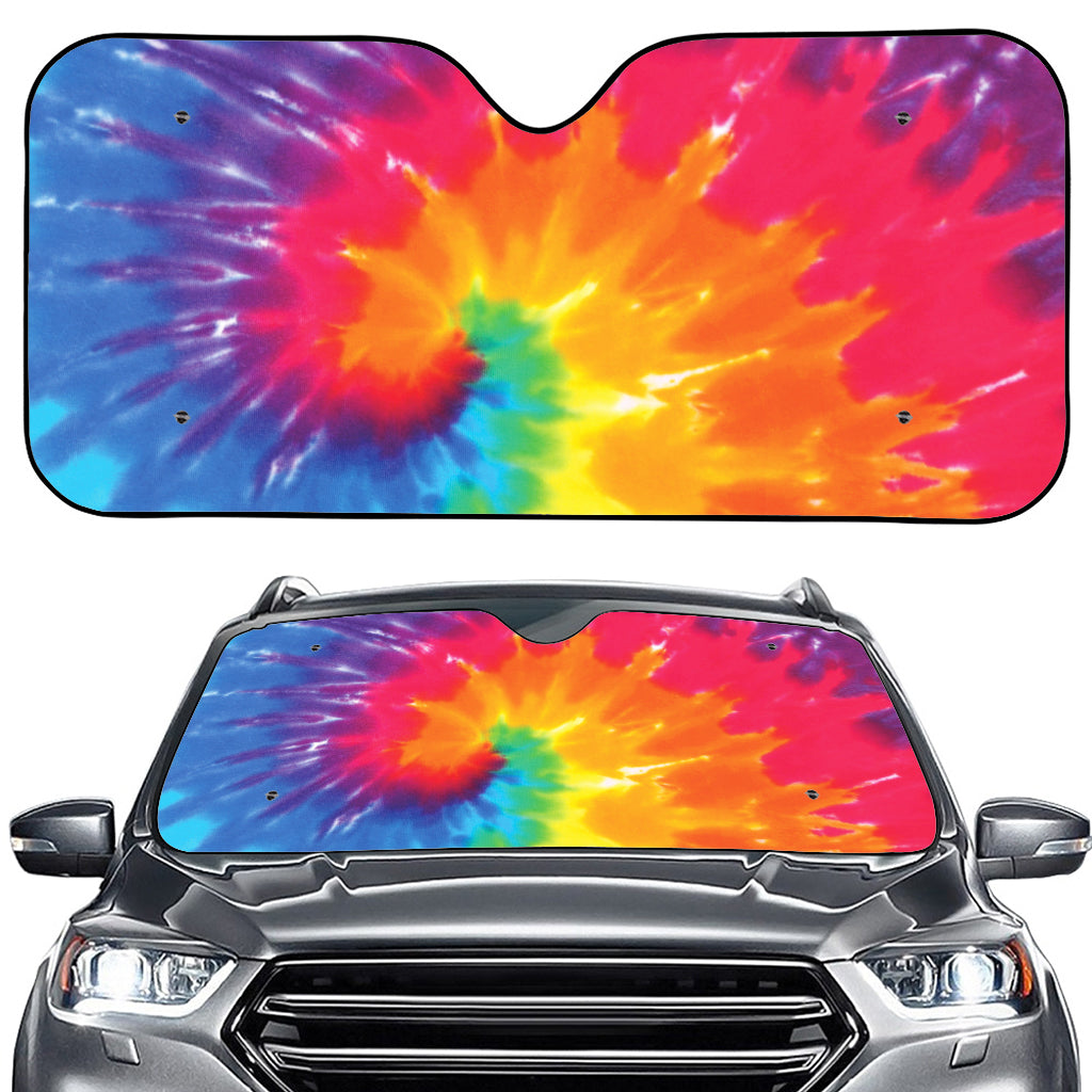 Colorful Spiral Tie Dye Print Car Windshield Sun Shade