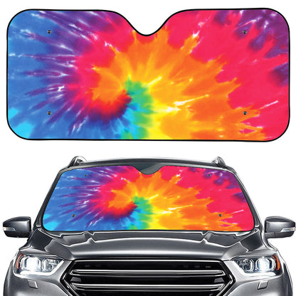Colorful Spiral Tie Dye Print Car Windshield Sun Shade